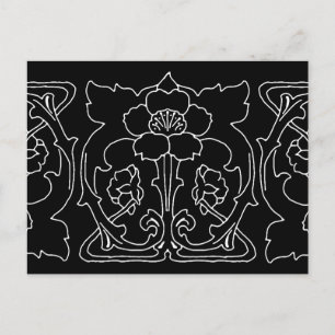 Dark Art Nouveau Blume Motif Postkarte