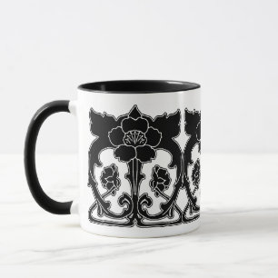 Dark Art Nouveau Blume Motif Tasse