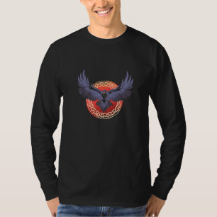Dark Art Red Moon Norse Viking Raven Gothic Black T-Shirt