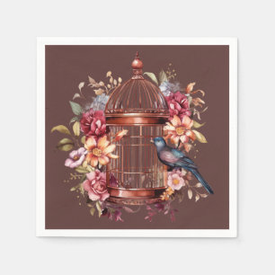 Dark Auburn Brown Blue Birdcage Dusche Serviette