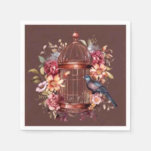 Dark Auburn Brown Blue Birdcage Dusche Serviette (Vorderseite)
