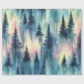 Dark Aurora Borealis Night Forest (10) Geschenkpapier (Flach)