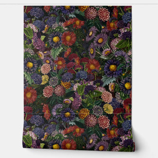 Dark Autumnal Vintag Moody Florals Goth Garden Tapete