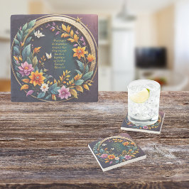 Dark Background Floral Anpassbare Verse Steinuntersetzer