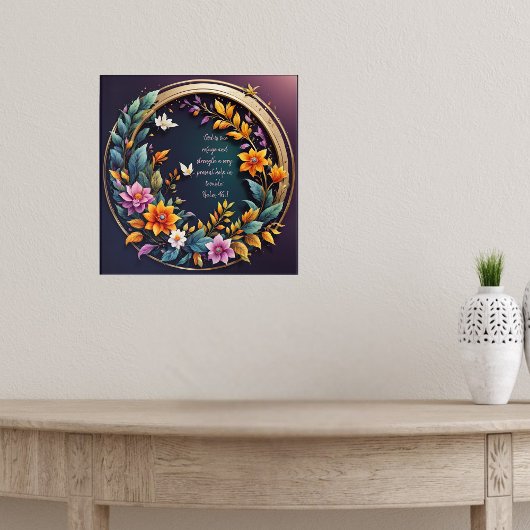 Dark Background Floral Frame Bibel Verse Poster