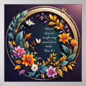 Dark Background Floral Frame Bibel Verse Poster (Vorne)