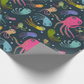 Dark Background under Sea Marine Life Cartoon Geschenkpapier (Ecke)