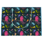 Dark Background under Sea Marine Life Cartoon Große Geschenktüte (Vorderseite)