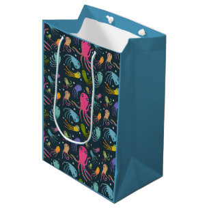 Dark Background under Sea Marine Life Cartoon Mittlere Geschenktüte