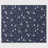 Dark Background Wrapping Paper with Silver Reindee Geschenkpapier (Flach)