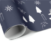 Dark Background Wrapping Paper with Silver Reindee Geschenkpapier (Rolleneckpunkt)
