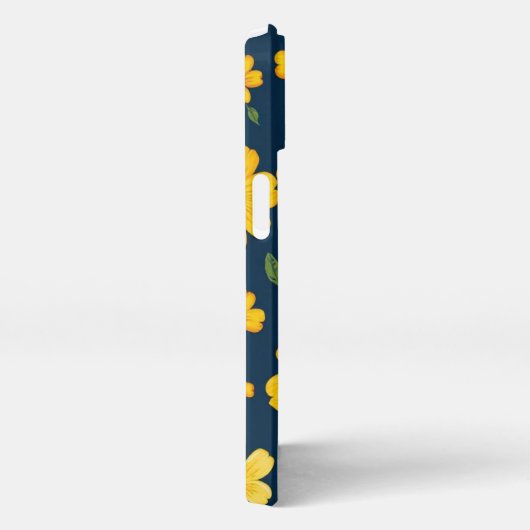 Dark Background Yellow Floral iPhone Hülle (Rechte Seite)