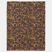 Dark Baroque Floral with Gold Scrolls Fleecedecke (Vorderseite)