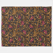 Dark Baroque Floral with Gold Scrolls Fleecedecke (Vorderseite (Horizontal))