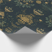 Dark Baroque Gold Ornament Wrapping Paper Geschenkpapier (Ecke)
