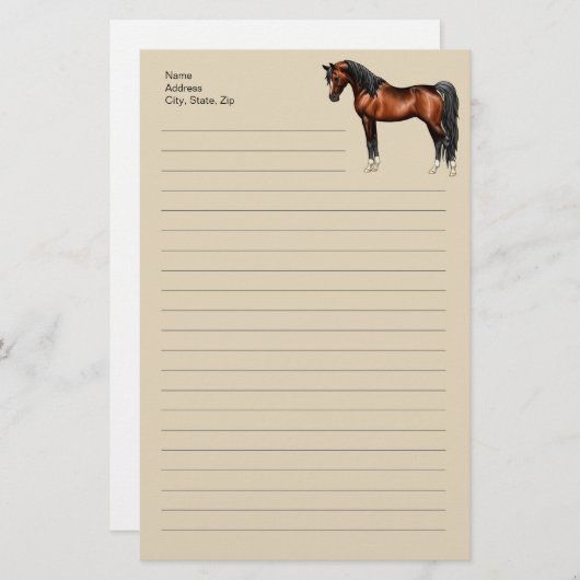 Dark Bay Ägyptisches Arabian Pferd Briefpapier (Vorne/Hinten)