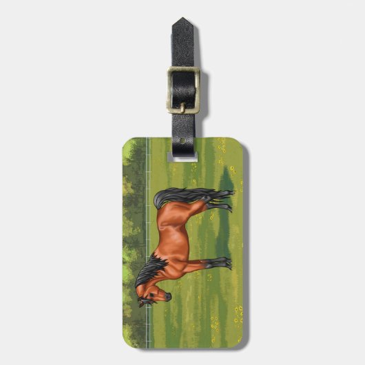 Dark Bay Ägyptisches Arabian Pferd Gepäckanhänger (Vorderseite vertikal)