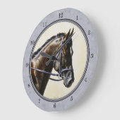 Dark Bay Sport Horse Gray Große Wanduhr (Winkel)