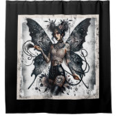 Dark Beauty Gothic Asian Fee Tattoos & Whip Duschvorhang (Vorderseite)