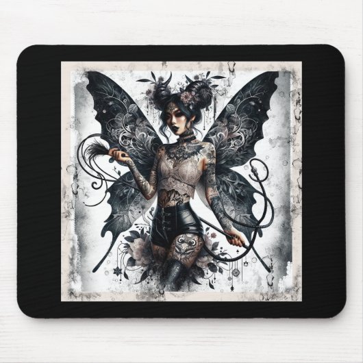 Dark Beauty Gothic Asian Fee Tattoos & Whip Mousepad (Vorne)