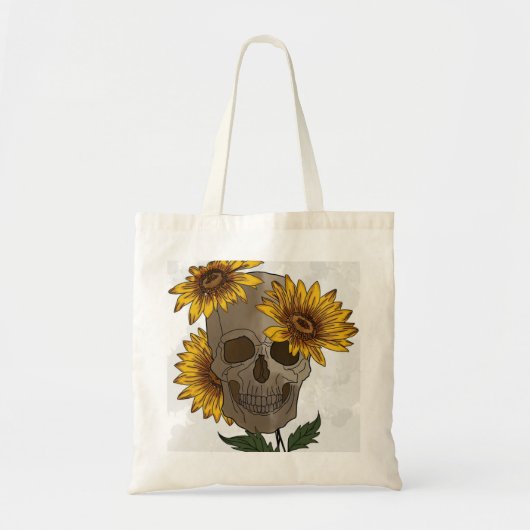 Dark Beauty: Skull Meets Sunflower Tragetasche (Vorne)
