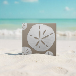 Dark Beige & White Tropical Beach Sand Dollar Fliese