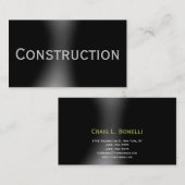 Dark Black Construction Business Card Visitenkarte (Vorne/Hinten)
