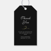 Dark Black Elegant White Script Wedding Vielen Dan Geschenkanhänger (Vorderseite)