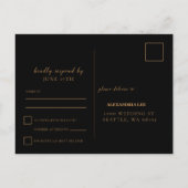 Dark Black Floral Wedding RSVP Postcard Einladungspostkarte (Rückseite)