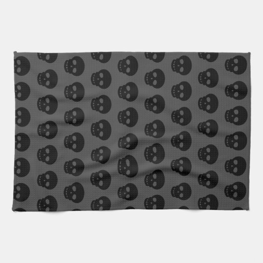Dark Black Goth Skulls Geschirrtuch (Horizontal)