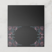 Dark Black Gothic Elegant Wedding Maroon Platzkarte (Außenseite Aufgefaltet)