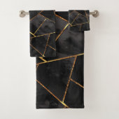 Dark Black Ink Gold Copper Geometric Glam #1 #geo  Badhandtuch Set (Insitu)