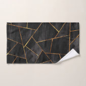 Dark Black Ink Gold Copper Geometric Glam #1 #geo Badhandtuch Set (Handtuch)