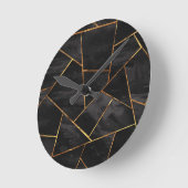 Dark Black Ink Gold Copper Geometric Glam #1 #geo  Runde Wanduhr (Winkel)