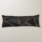 Dark Black Ink Gold Copper Geometric Glam #1 #geo Seitenschläferkissen (Rückseite)