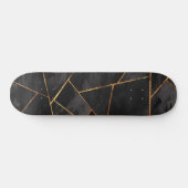 Dark Black Ink Gold Copper Geometric Glam #1 #geo Skateboard (Horizontal)