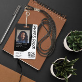 Dark Black Modern & Minimal Press Pass Foto ID Ausweis
