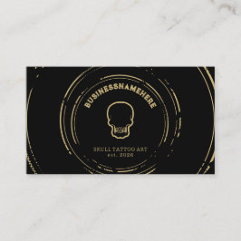 Dark Black Skull Tattoo Piercing Studio QR Code Visitenkarte