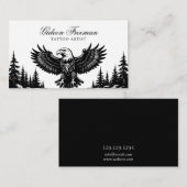 Dark Black & White Eagle Tattoo Artist Visitenkarte (Vorne/Hinten)