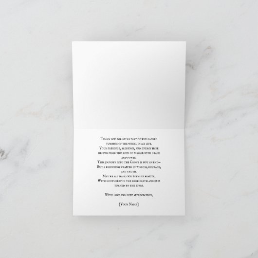 Dark Bloom Croning Zeremonie Dankeskarte (Innenseite)