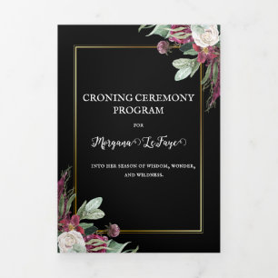 Dark Bloom Croning Zeremonie-Programm Dreifach Gefaltete Einladung