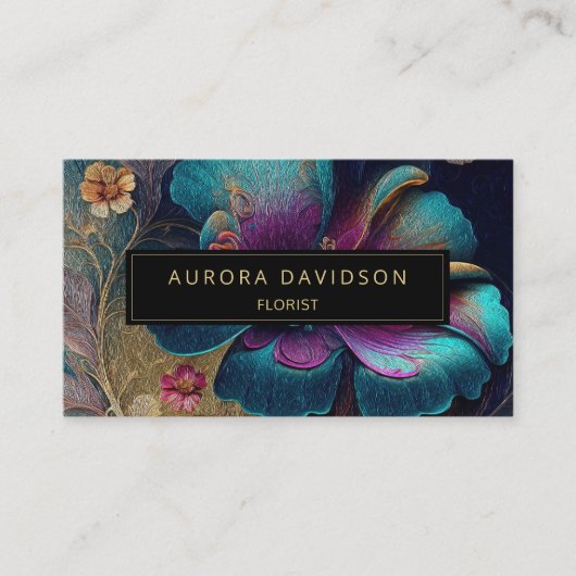 Dark Bloom Wasserfarbe Aquamarin Lila Visitenkarte (Vorderseite)