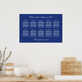 Dark Blue 10 Table Wedding Seating Chart Poster (Küche)