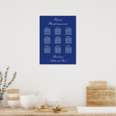 Dark Blue 9 Table Wedding Chart Poster (Küche)