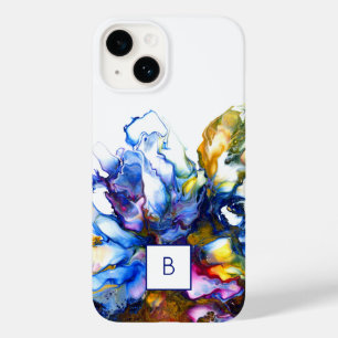 Dark Blue Abstrakt Fluid Art Mit Monogramm Case Ma