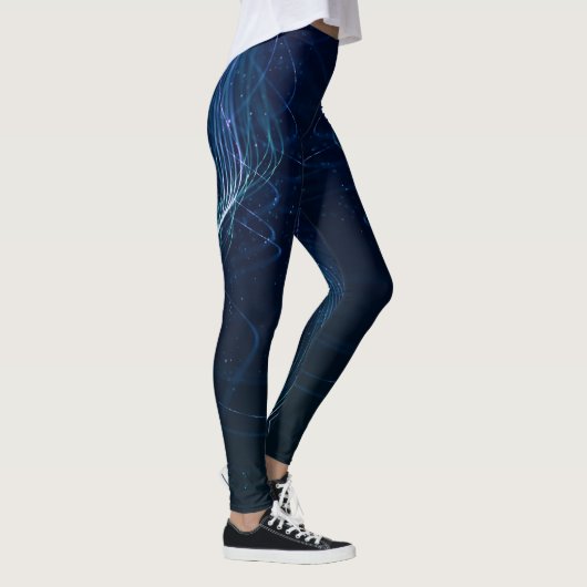 Dark Blue Abstrakt Lines Leggings (Rechts)