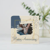 Dark Blue Aesthetic Happy Anniversary Card Karte (Stehend Vorderseite)