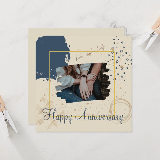 Dark Blue Aesthetic Happy Anniversary Card Karte (Vorderseite/Rückseite Beispiel)