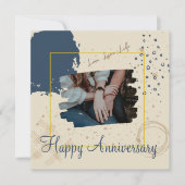 Dark Blue Aesthetic Happy Anniversary Card Karte (Vorderseite)