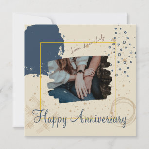 Dark Blue Aesthetic Happy Anniversary Card Karte